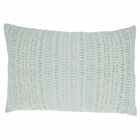 SARO 16 x 24 in. Woven Line Oblong Throw Pillow with Poly Filling, Aqua 840.A1624BP